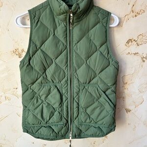 J.Crew Quilted Vest XXS Olive Green Down Feather Lightweight Layering